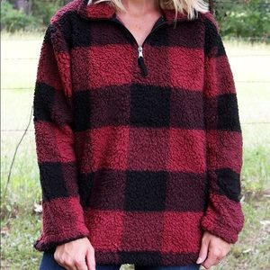Buffalo Plaid Sherpa Pullover